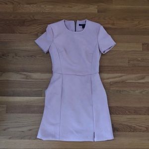 Short-sleeve faux-suede sheath dress